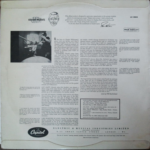 The Claude Williamson Trio : Keys West (10", Album)