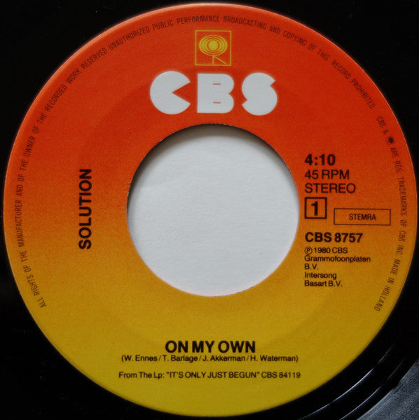 Solution (4) : On My Own (7", Single)