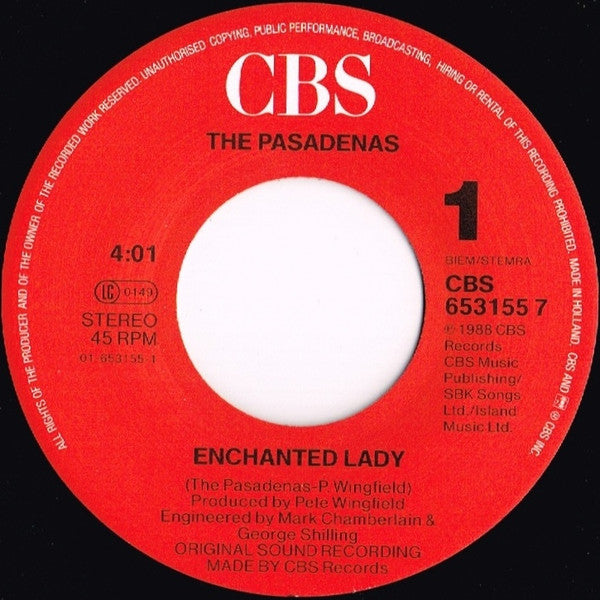 The Pasadenas : Enchanted Lady (7", Single)