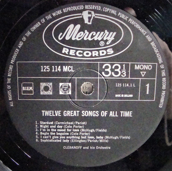 Clebanoff And His Orchestra : Twelve Great Songs Of All Time (LP, Album, Mono)