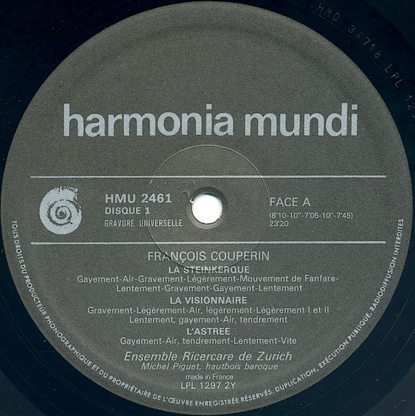 François Couperin, Ricercare-Ensemble Für Alte Musik, Zürich : Concert Royal (2xLP, Album, Gat)