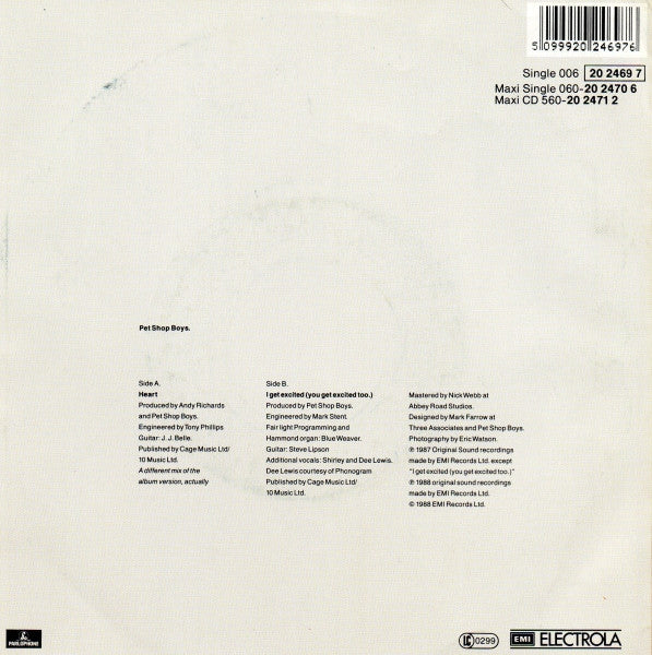 Pet Shop Boys : Heart (7", Single, Nei)