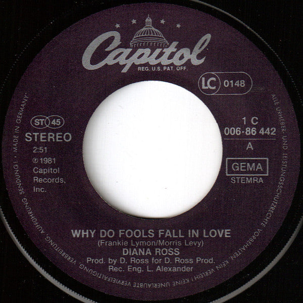 Diana Ross : Why Do Fools Fall In Love (7", Single)