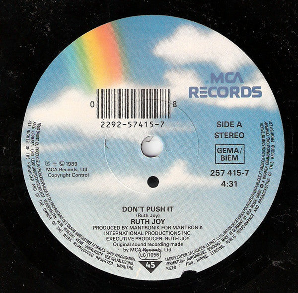 Ruth Joy : Don't Push It (7", Single)