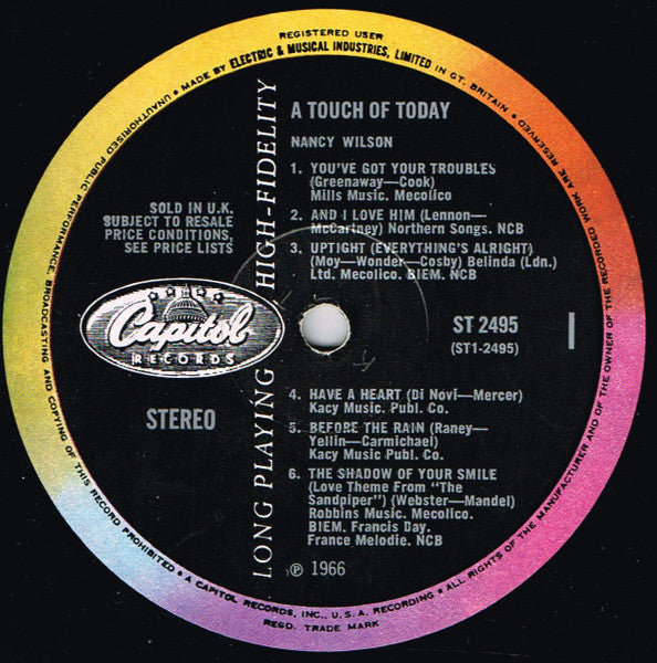 Nancy Wilson : A Touch Of Today (LP, Album, Rai)
