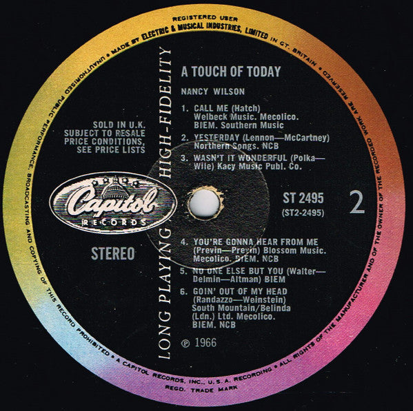 Nancy Wilson : A Touch Of Today (LP, Album, Rai)
