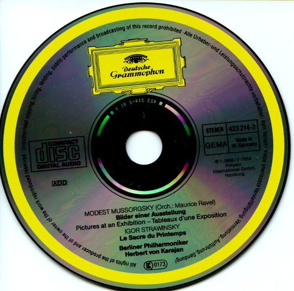 Modest Mussorgsky / Maurice Ravel, Igor Stravinsky, Herbert von Karajan, Berliner Philharmoniker : Bilder Einer Ausstellung / Le Sacre Du Printemps (CD, Album, Comp, RM)