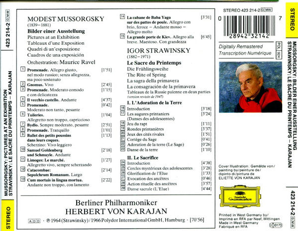 Modest Mussorgsky / Maurice Ravel, Igor Stravinsky, Herbert von Karajan, Berliner Philharmoniker : Bilder Einer Ausstellung / Le Sacre Du Printemps (CD, Album, Comp, RM)