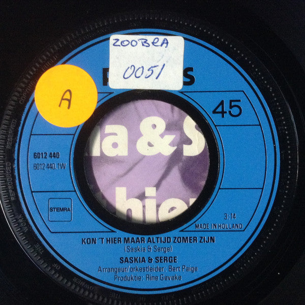 Saskia & Serge : Kon 't Hier Maar Altijd Zomer Zijn (7", Single)