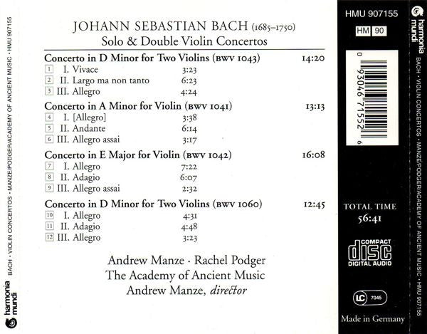 Johann Sebastian Bach - Andrew Manze, Rachel Podger, The Academy Of Ancient Music : Solo & Double Violin Concertos (CD)