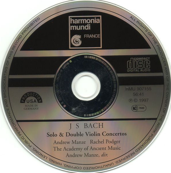 Johann Sebastian Bach - Andrew Manze, Rachel Podger, The Academy Of Ancient Music : Solo & Double Violin Concertos (CD)
