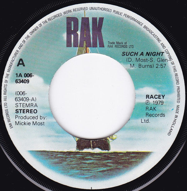 Racey : Such A Night (7", Single)