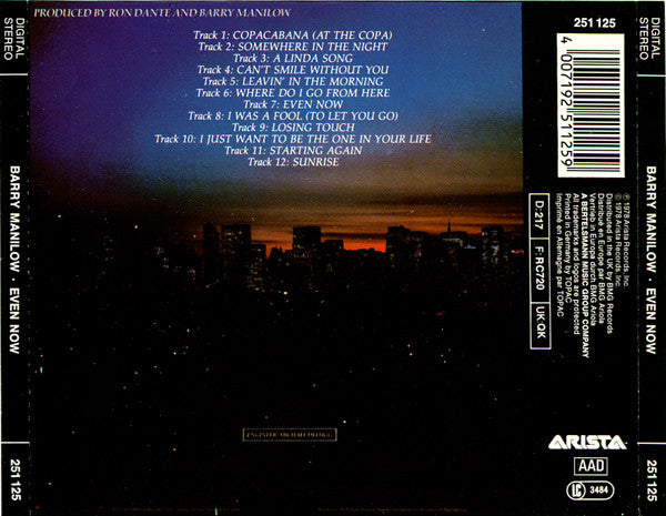 Barry Manilow : Even Now (CD, Album, RE)