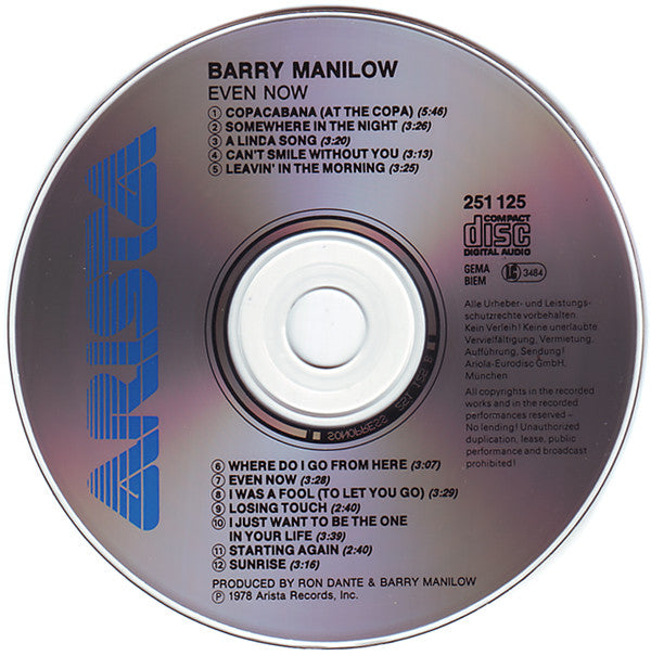 Barry Manilow : Even Now (CD, Album, RE)