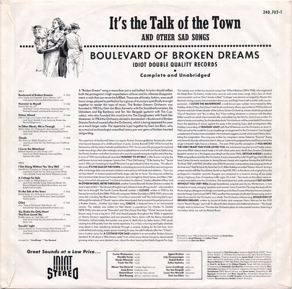 The Boulevard Of Broken Dreams Orchestra : It's The Talk Of The Town (And Other Sad Songs) (LP, Album)