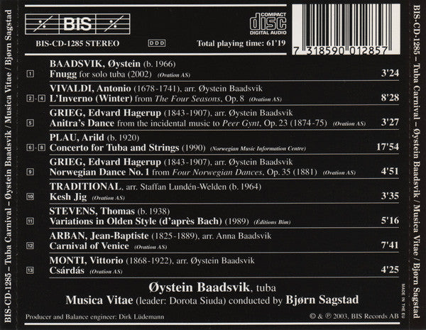 Øystein Baadsvik / Musica Vitae / Bjørn Sagstad : Tuba Carnival (CD, Album)