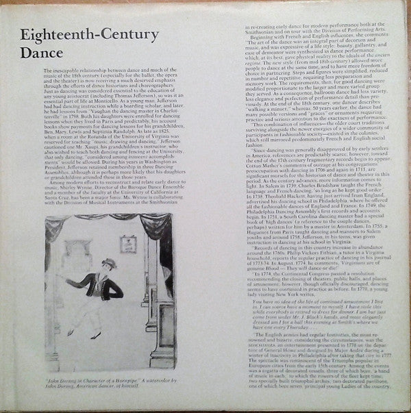 Carole Bogard, Sonya Monosoff, Howard Bass, Albert Fuller, James Weaver, Robert Sheldon (2), Thomas Murray (2), John Hsu, John Solum : Music From The Age Of Jefferson (LP)
