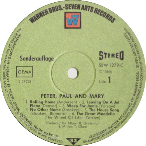 Peter, Paul & Mary : Leaving On A Jet Plane (LP, Comp, Club)