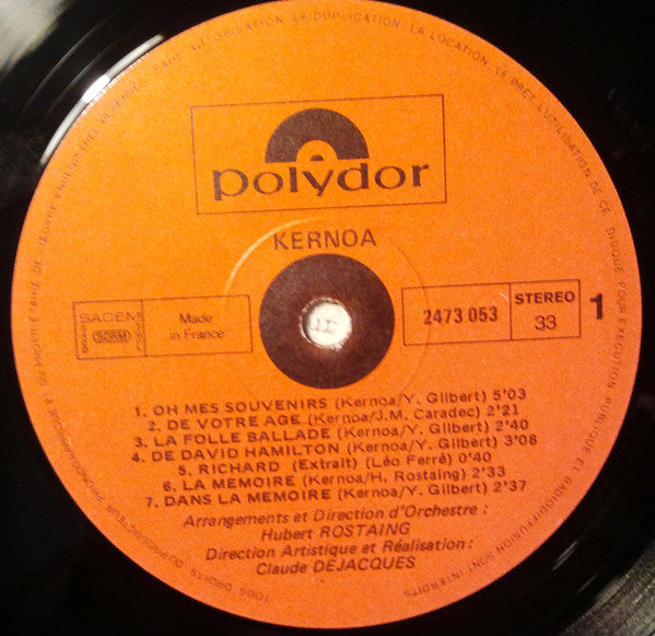 Jean-Pierre Kernoa : Oh Mes Souvenirs (LP, Album)