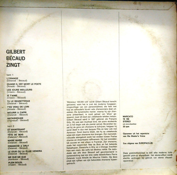 Gilbert Bécaud : zingt (LP, Comp)