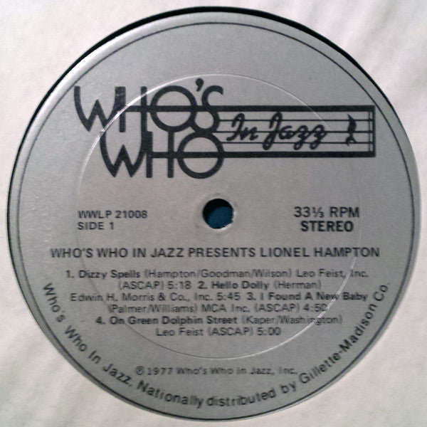 Lionel Hampton : Who's Who In Jazz Presents: Lionel Hampton (LP, Album)