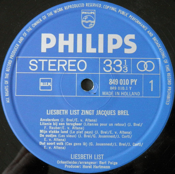 Liesbeth List : Zingt Jacques Brel (LP, Album, Gat)