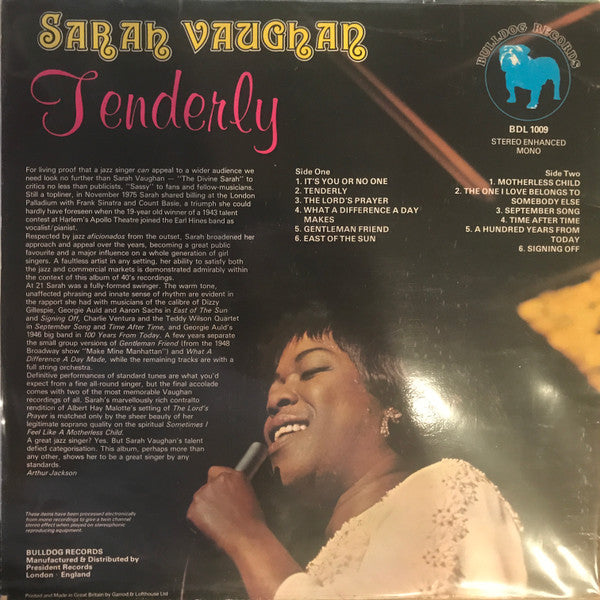 Sarah Vaughan : Tenderly (LP, Comp, Ste)