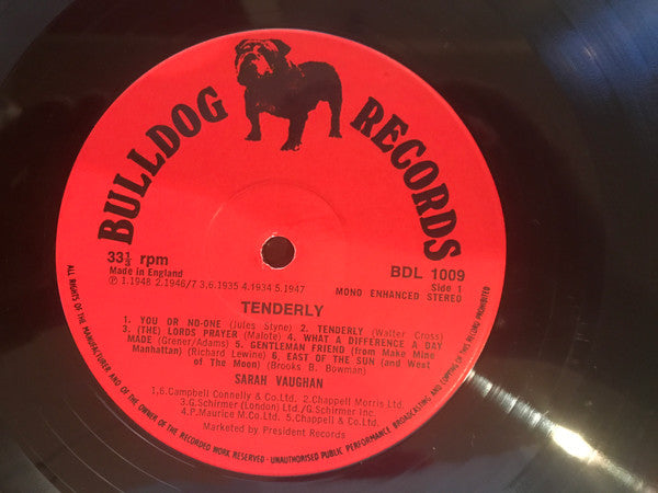 Sarah Vaughan : Tenderly (LP, Comp, Ste)