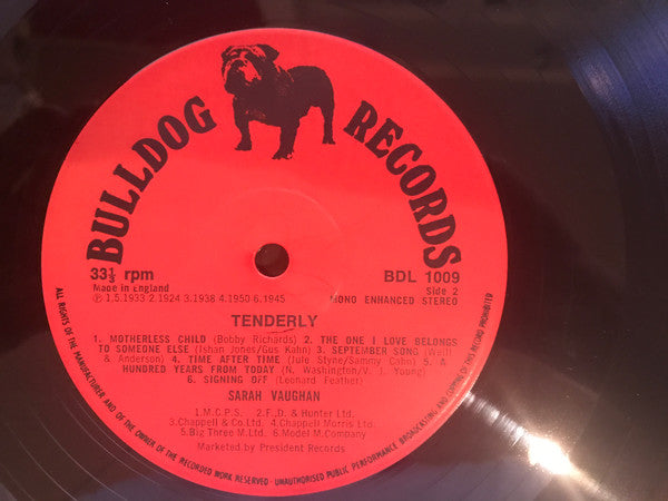 Sarah Vaughan : Tenderly (LP, Comp, Ste)