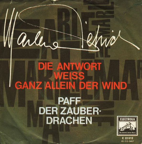 Marlene Dietrich : Die Antwort Weiss Ganz Allein Der Wind (7", Single)