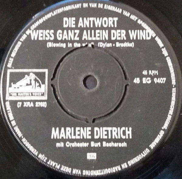 Marlene Dietrich : Die Antwort Weiss Ganz Allein Der Wind (7", Single)