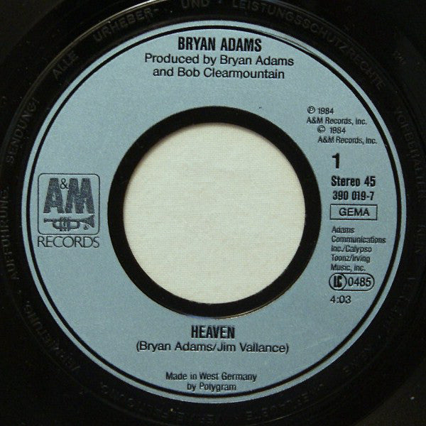 Bryan Adams : Heaven (7", Single)
