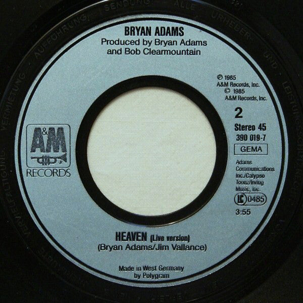 Bryan Adams : Heaven (7", Single)