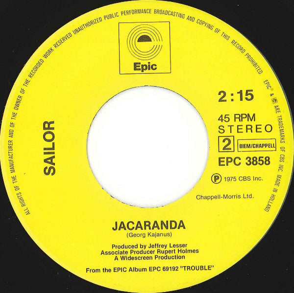 Sailor : Girls, Girls, Girls (7", Single, Yel)