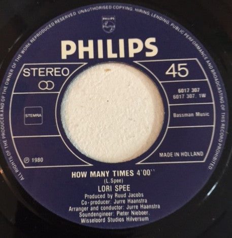 Lori Spee : How Many Times / Behind Those Eyes (7", Single, Pap)