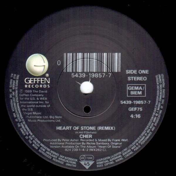 Cher : Heart Of Stone (Remix) (7", Single)