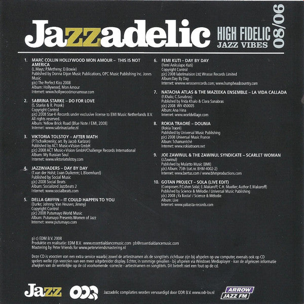 Various : Jazzadelic 08.6 High-Fidelic Jazz Vibes (CD, Comp, Promo)