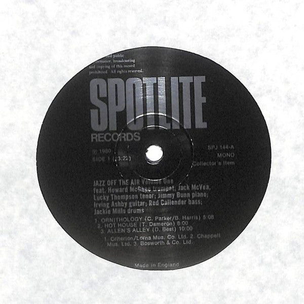 Various : Jazz Off The Air Vol. 1 (LP, Comp, Mono)