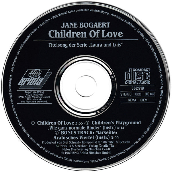 Jane Bogaert : Children Of Love (CD, Single)