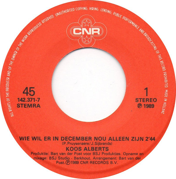 Koos Alberts : Wie Wil Er In December Nou Alleen Zijn (7", Single)