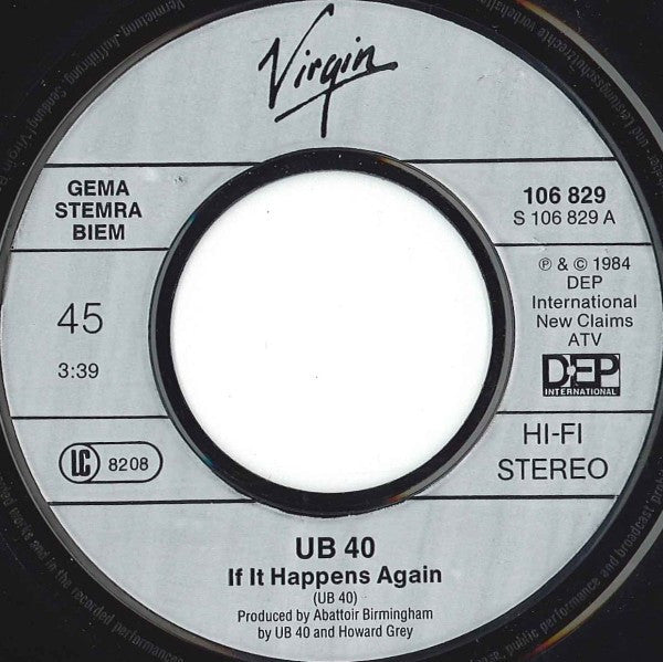 UB40 : If It Happens Again (7", Single)