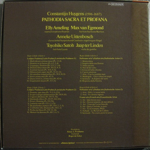 Constantijn Huygens, Elly Ameling, Max van Egmond, Anneke Uittenbosch, Toyohiko Satoh, Jaap ter Linden : Pathodia Sacra Et Profana (2xLP, Album + Box)