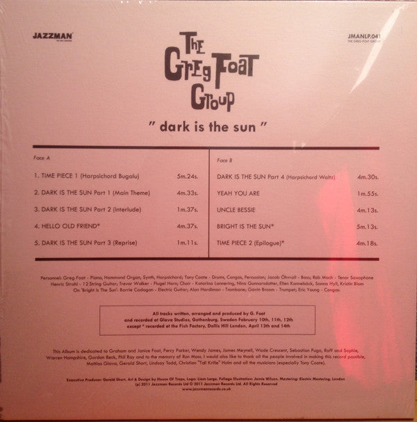 The Greg Foat Group : Dark Is The Sun (LP, Album, RP, Sil)