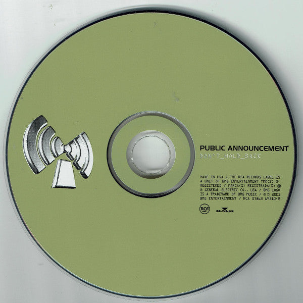 Public Announcement : Don't Hold Back (CD, Album)