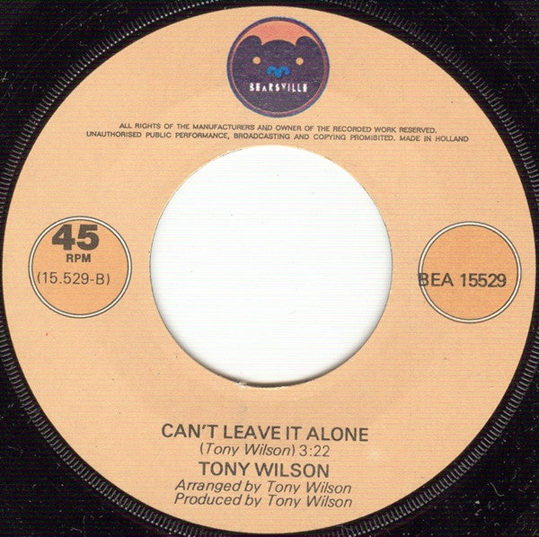 Tony Wilson (3) : I Like Your Style (7", Single)