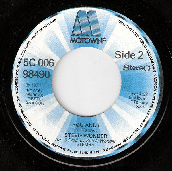 Stevie Wonder : I Wish (7", Single)