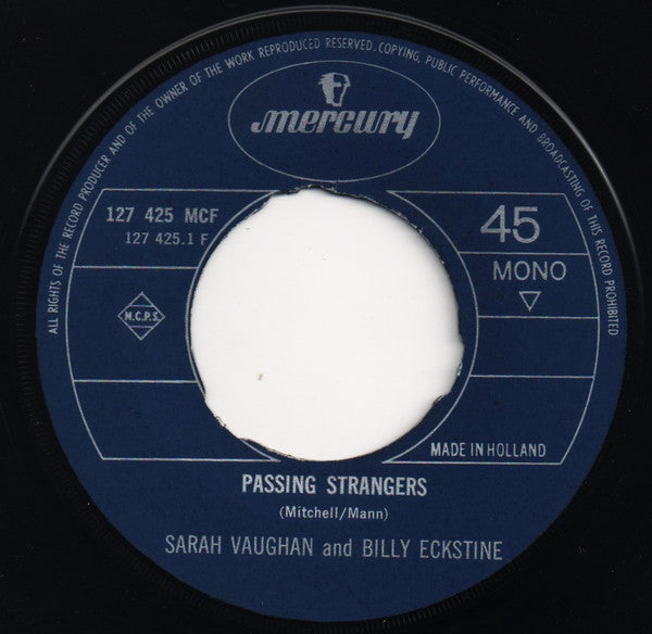 Sarah Vaughan and Billy Eckstine : Passing Strangers (7", Single, Mono)