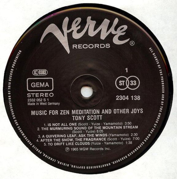 Tony Scott (2) · Shinichi Yuize · Hozan Yamamoto : Music For Zen Meditation (And Other Joys) (LP, Album, RE)
