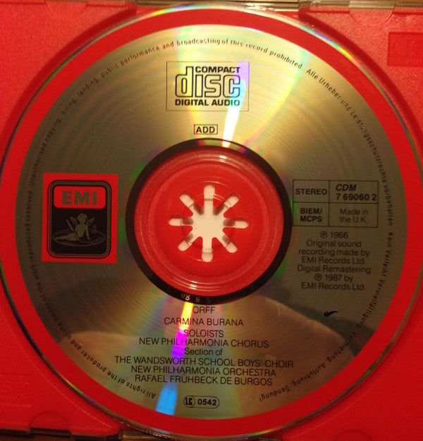 Carl Orff, Lucia Popp - Gerhard Unger - Raymond Wolansky - John Noble, New Philharmonia Chorus, New Philharmonia Orchestra, Rafael Frühbeck De Burgos : Carmina Burana (CD, RE, RM)