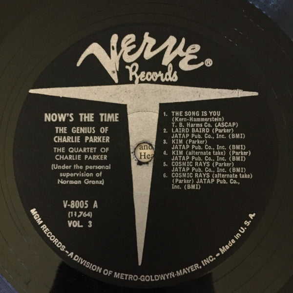 The Charlie Parker Quartet : Now's The Time (LP, Album, Mono, RE)
